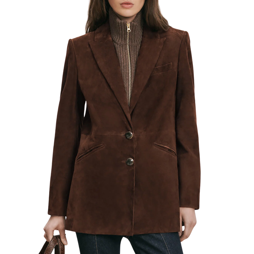 Maci Suede Dickey Jacket in Espresso