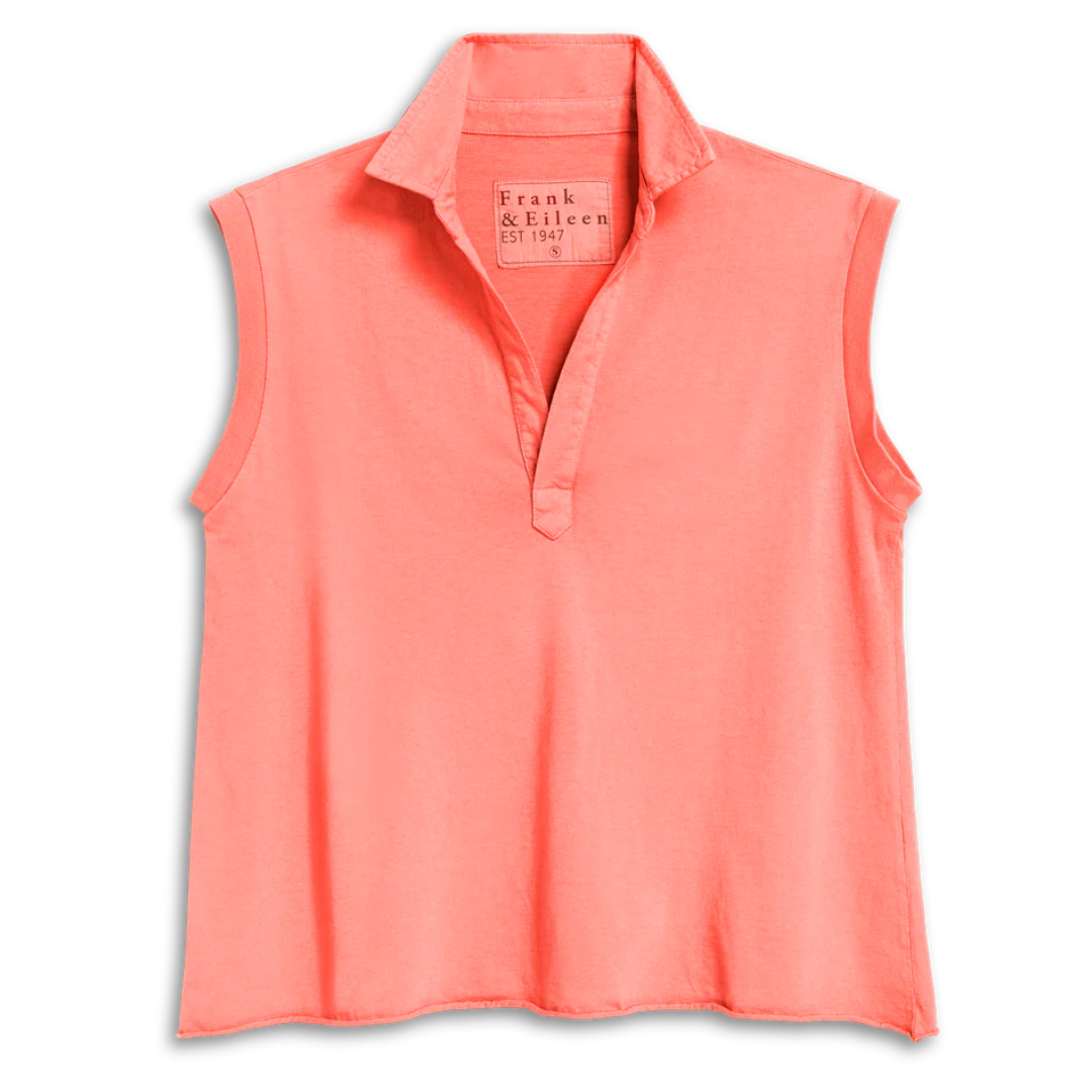 Olivia Popover Henley Tank in Wild Strawberry