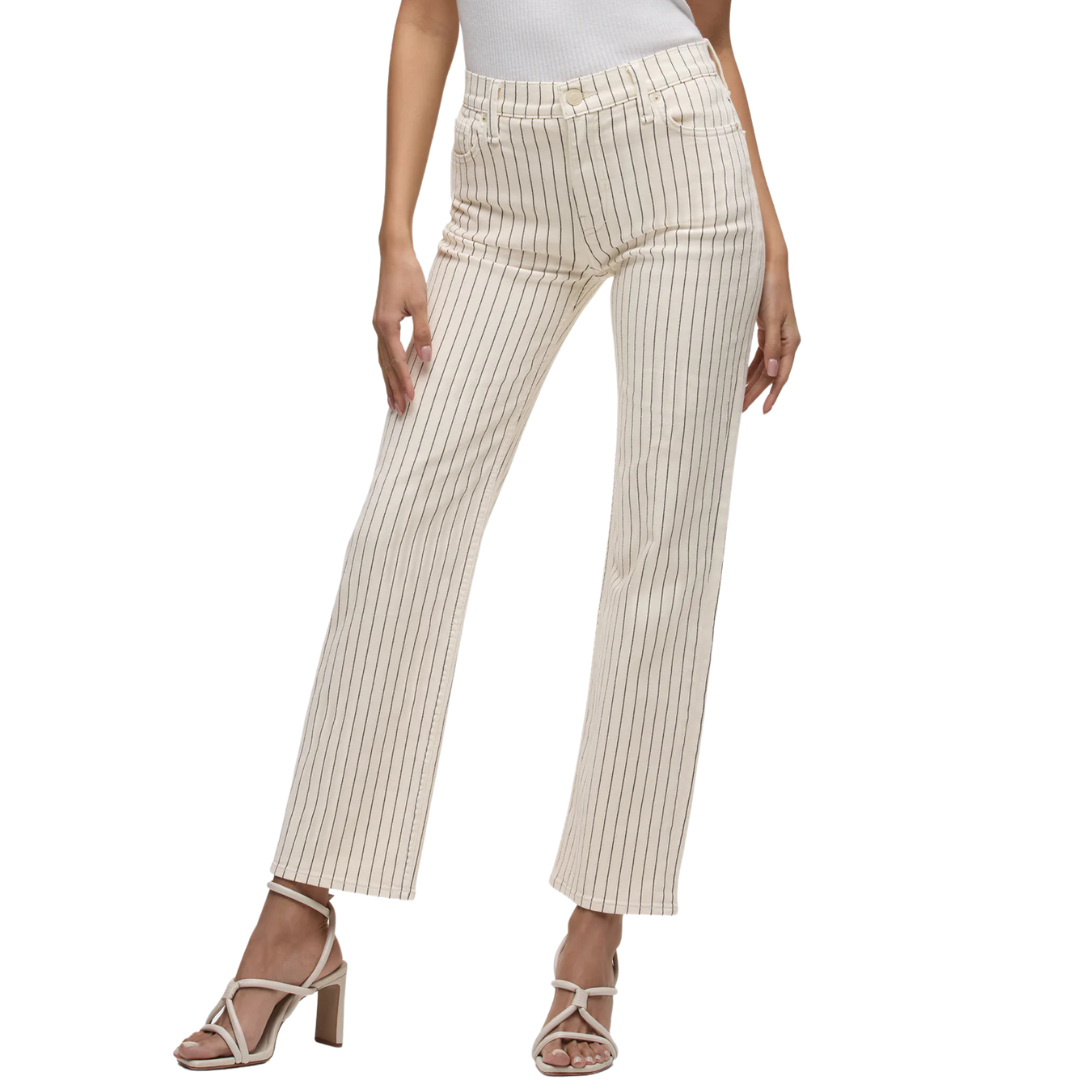 Remi High-Rise Straight Pant in Ecru Stripe