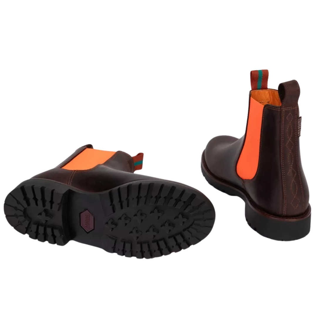 Nelson Leather Boot in Conker/Neon Orange