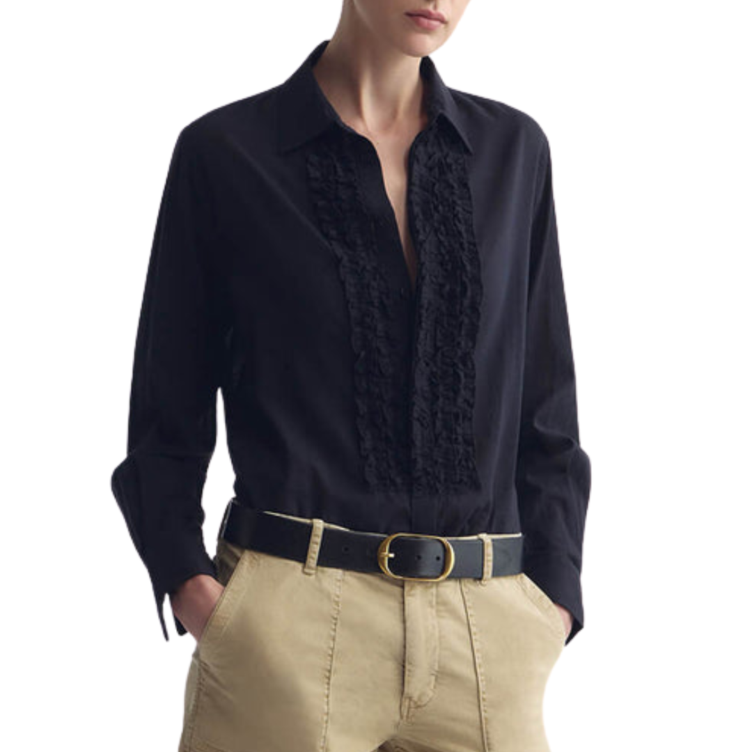 Nathael Ruffle Shirt in Midnight