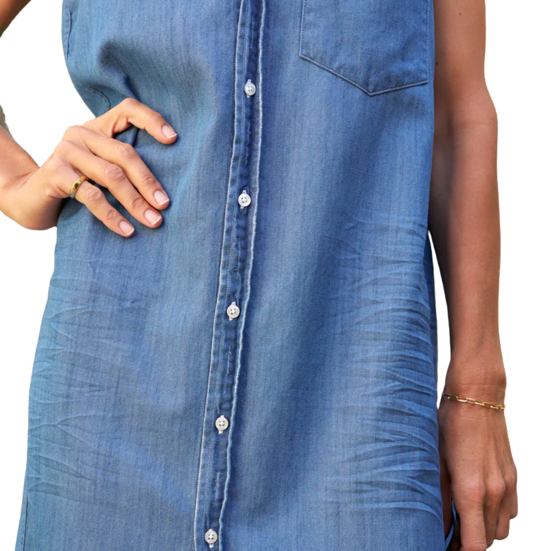 Rory Sleeveless in Vintage Stonewashed Indigo