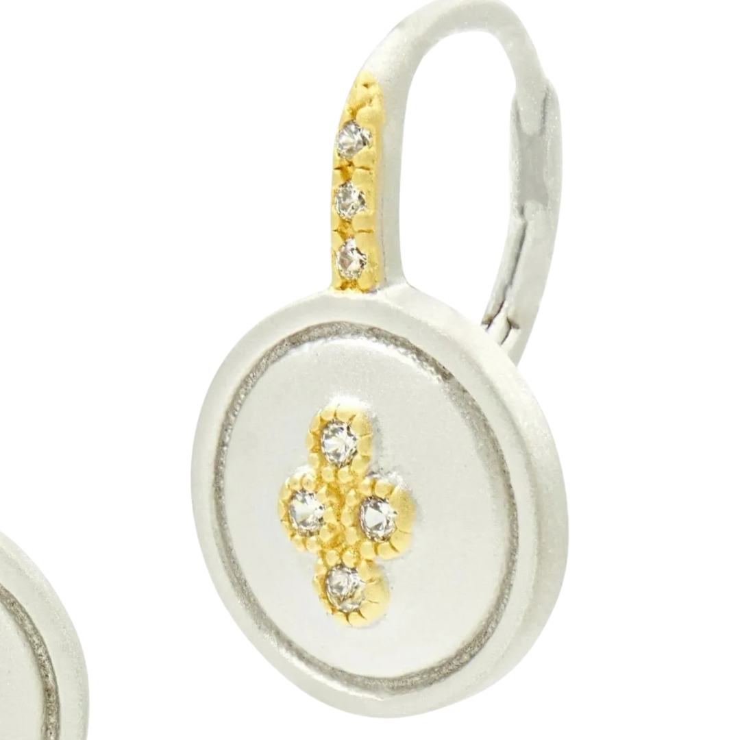 Armor of Hope Small Clover Leverback Earrings in Gold & Silver