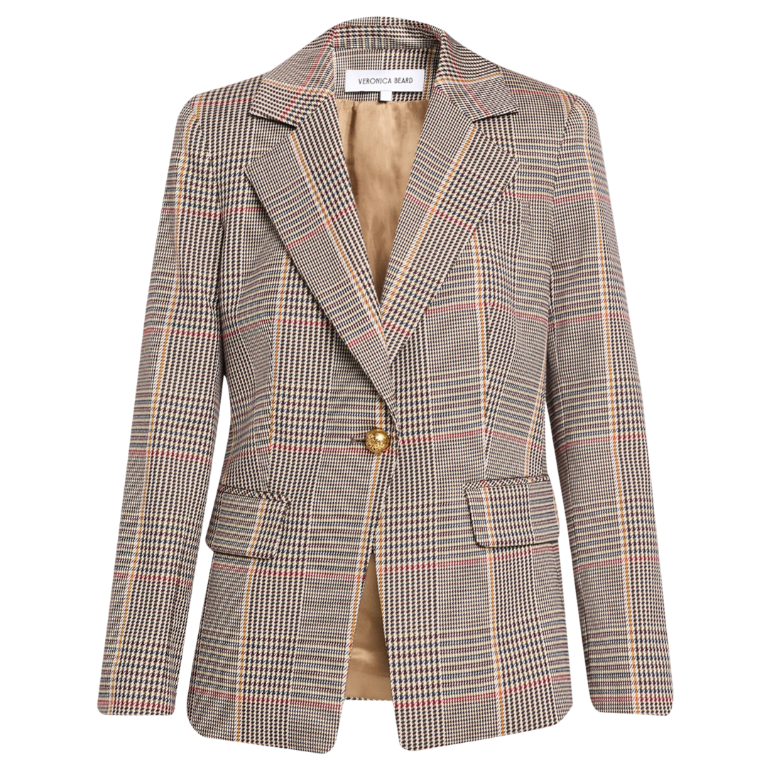 Healy Houndstooth Dickey Jacket in Burgundy Multi