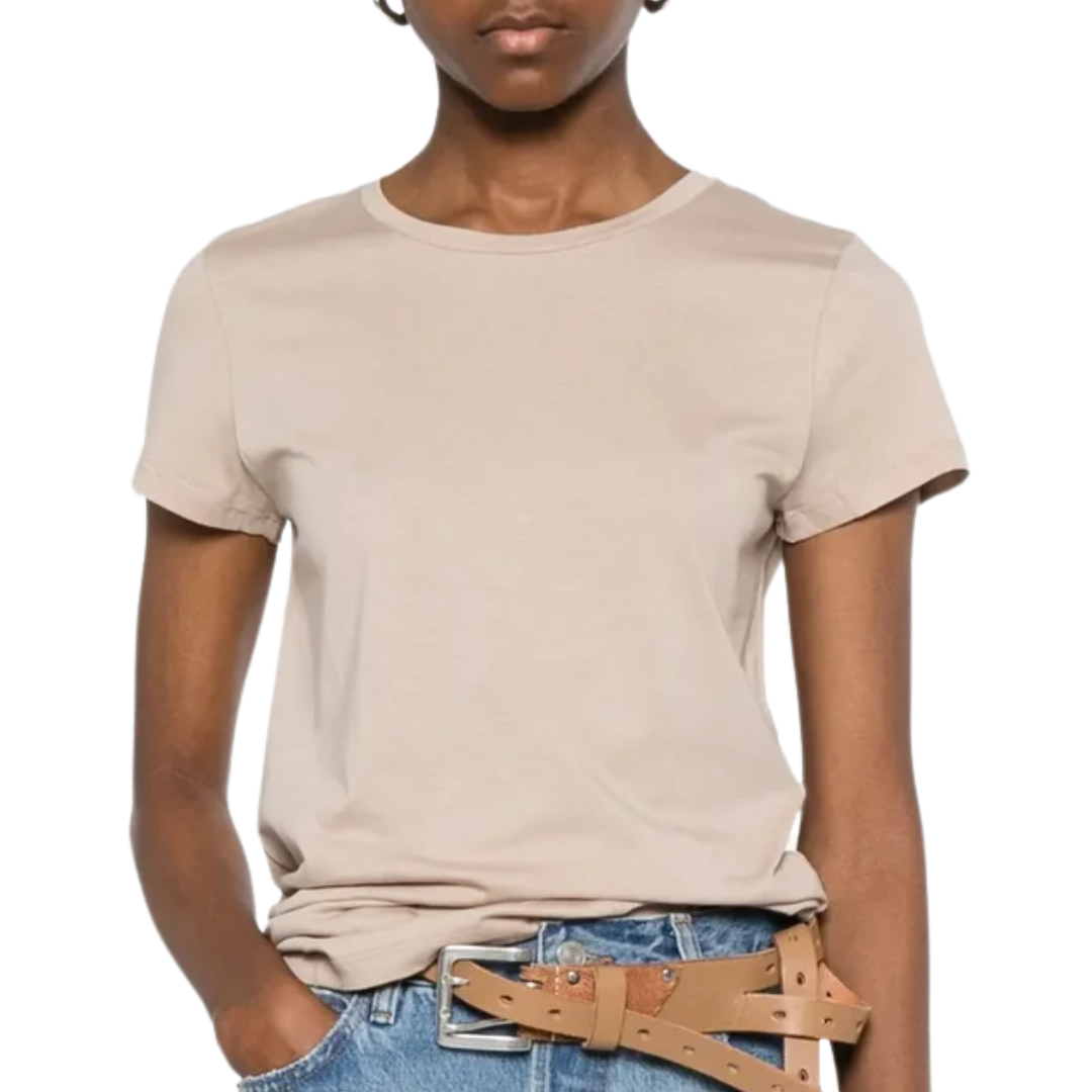 Cotton Silk S/S Crewneck in Desert