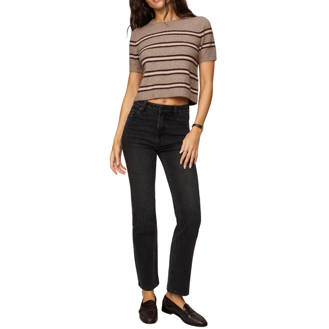 Gatewood Stripe Sweater Tee in Heather Ash
