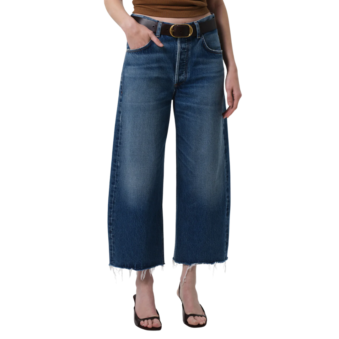 Ayla Raw Hem Crop in Chaya