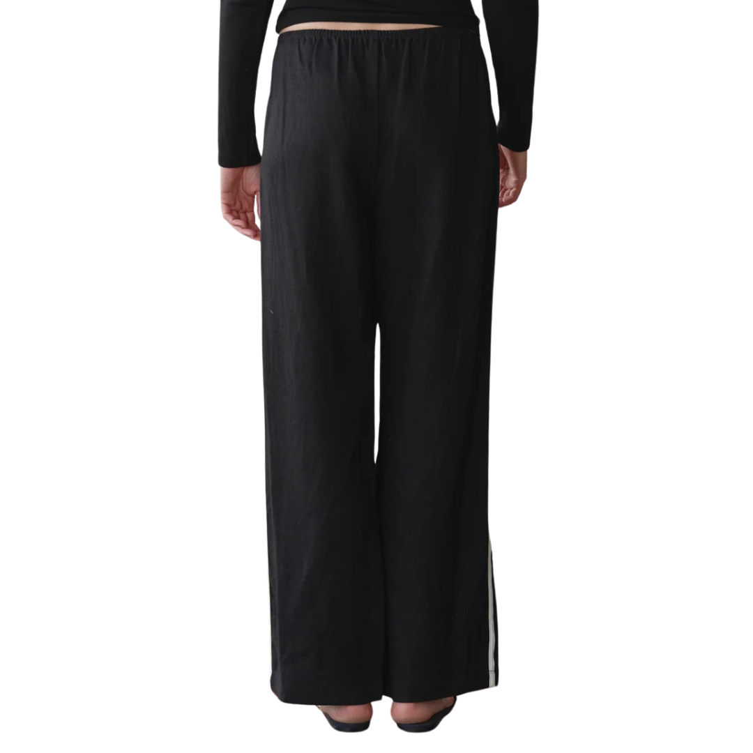The Linen Crop Stripe Pant in Jet
