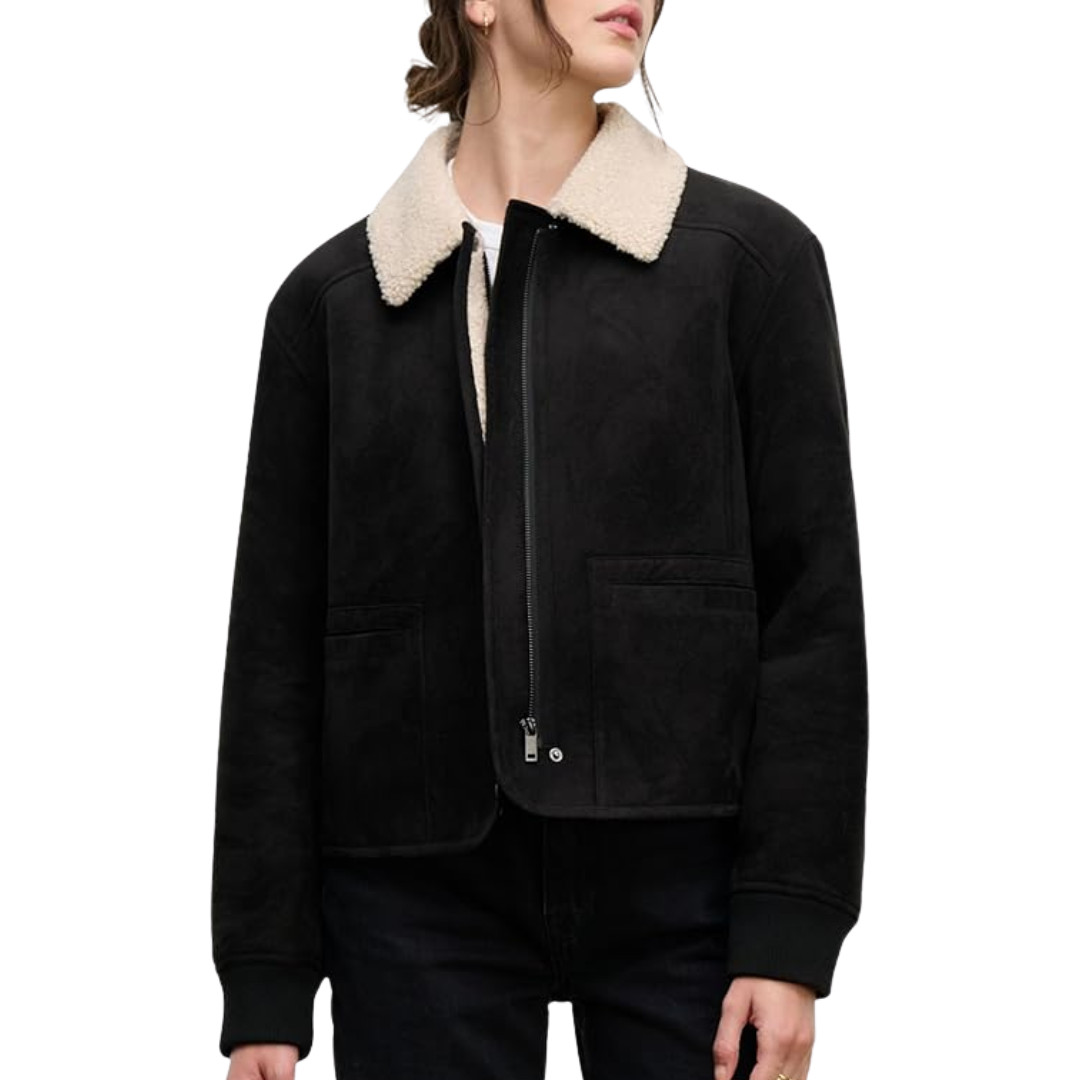 Juno Sherpa Jacket in Black/Cream