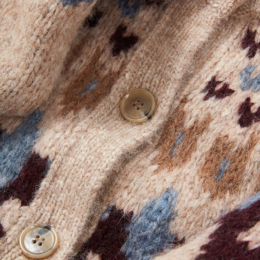 Christina Fairisle Cardigan in Oatmeal Melange Multi