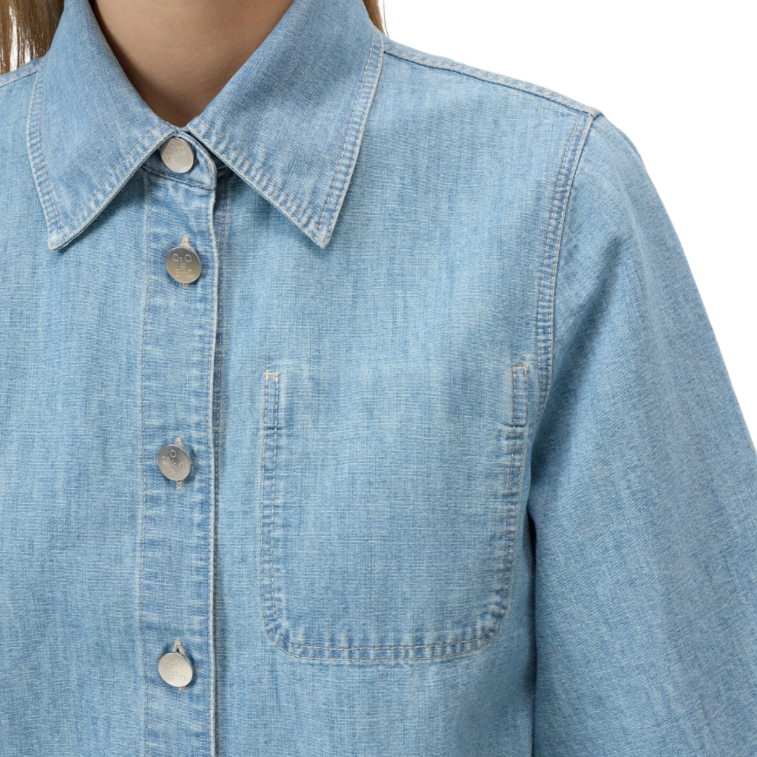 Boxy Denim Shirt in Light Blue