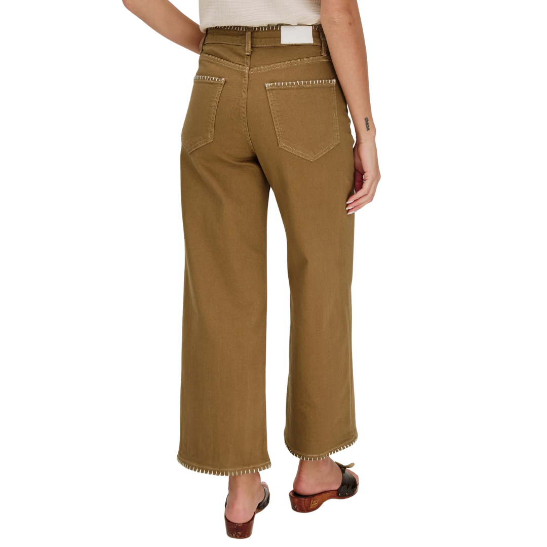 Getty Crop Wide Leg in Safari Embroidered