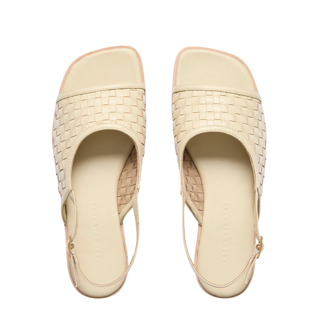 Carmen Slingback Sandal in Vanilla Woven Calf