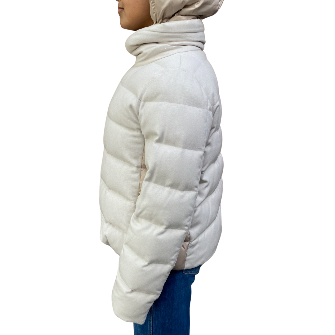 Down Puffy Silk/Cashmere Jacket in Chantilly