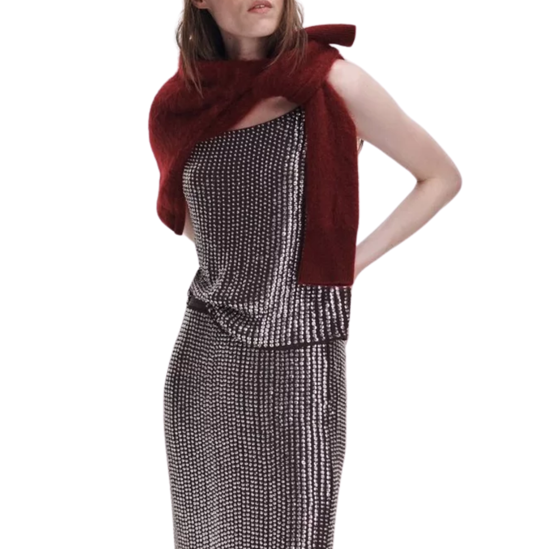 Lili Beaded Tank in Chocolate