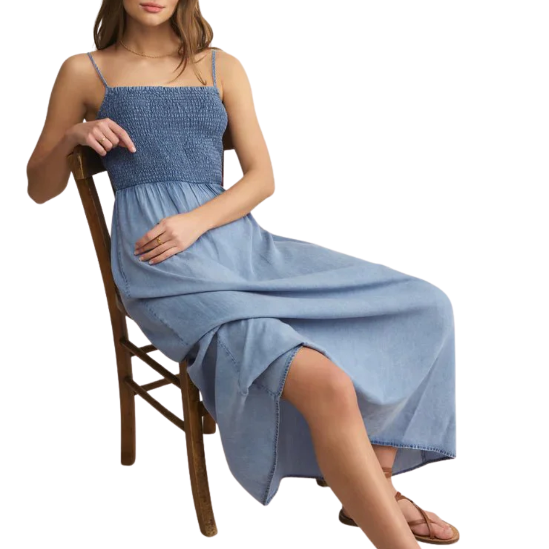 Bayside Chambray Maxi Dress in Medium Chambray