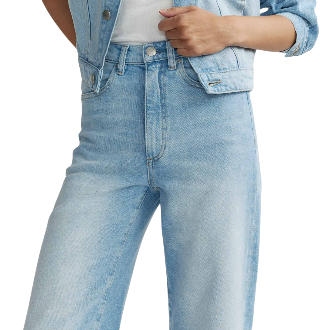 Karmine Refined Wide Leg High Rise 28" Jeans in Summer Day