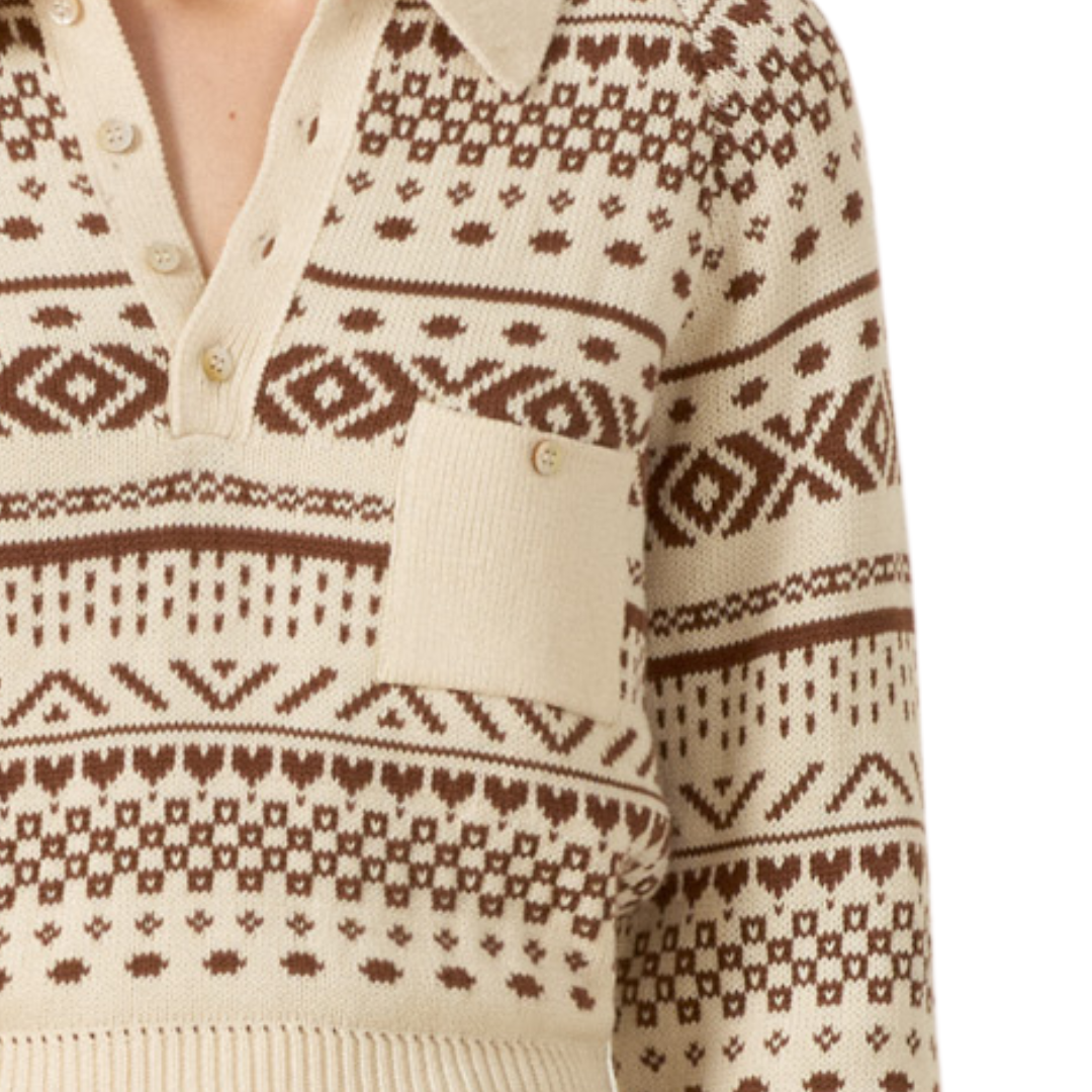 Liza Frost Fair Isle Top in Off-White