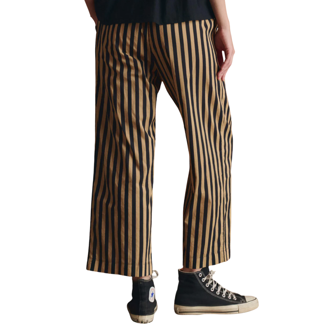 The Everyday Pull On Pant in Khaki/Black Club Stripe