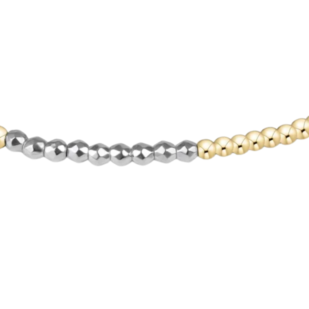 Blissful Pattern 2MM Bracelet Bright Silver Faceted Hematite