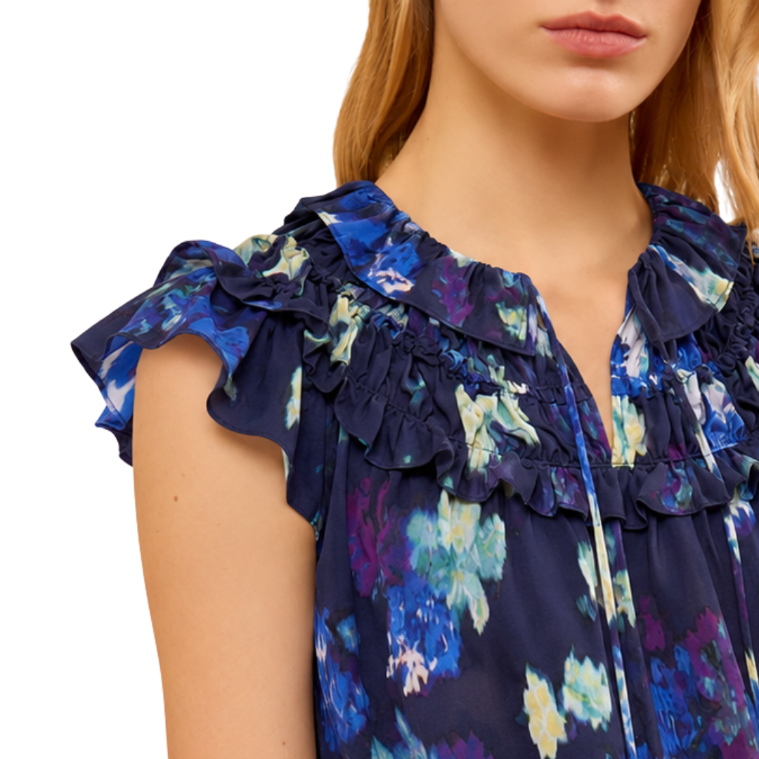 Eleonore Silk Top in Evening Bloom