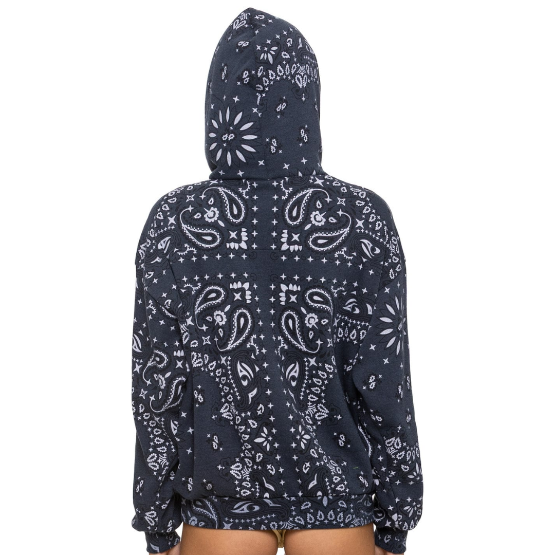 Bandana Relaxed Pullover Hoodie in Charcoal