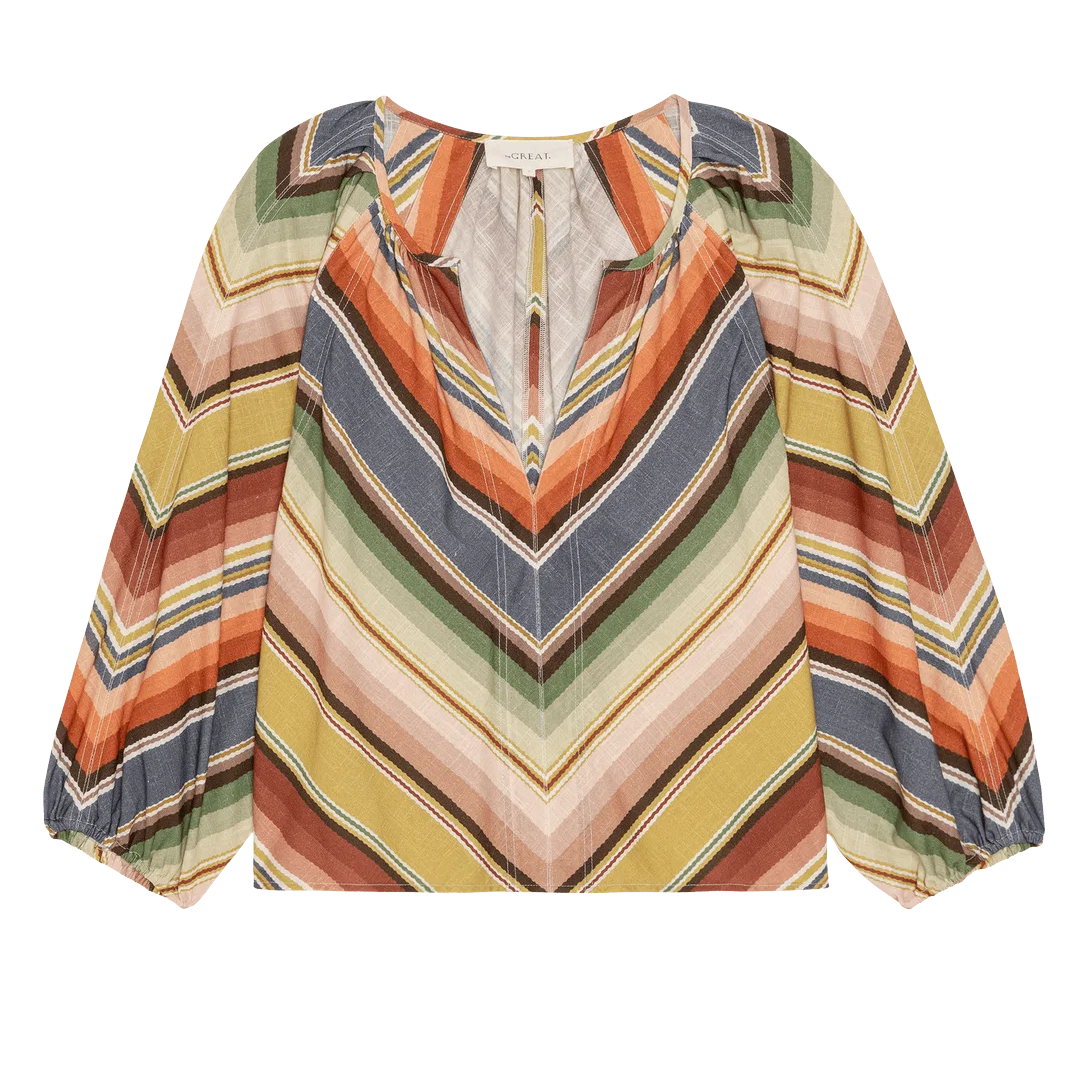 The Seamed Bodega Top in Davenport Stripe