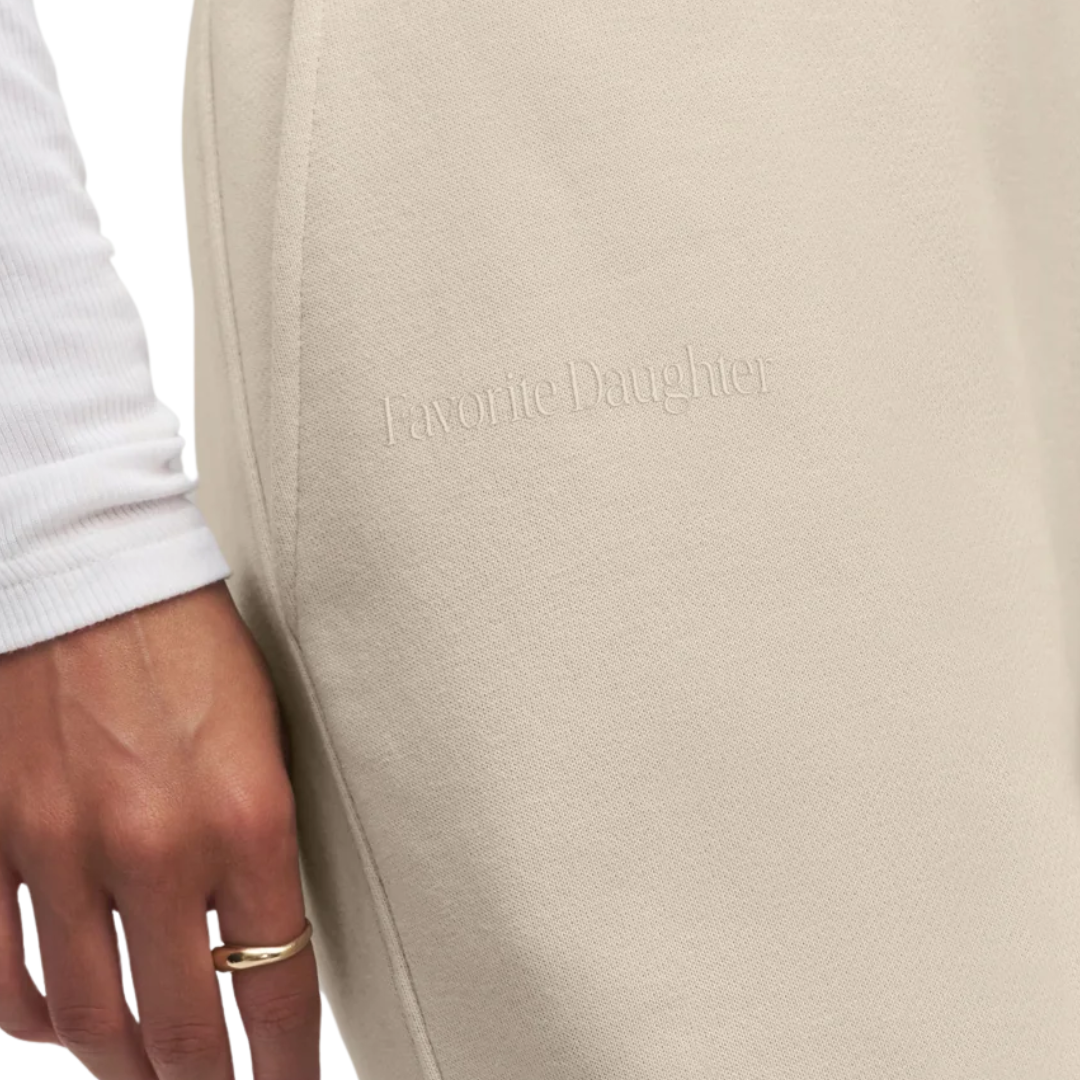 Embroidered Wide Leg in Stone Dijon