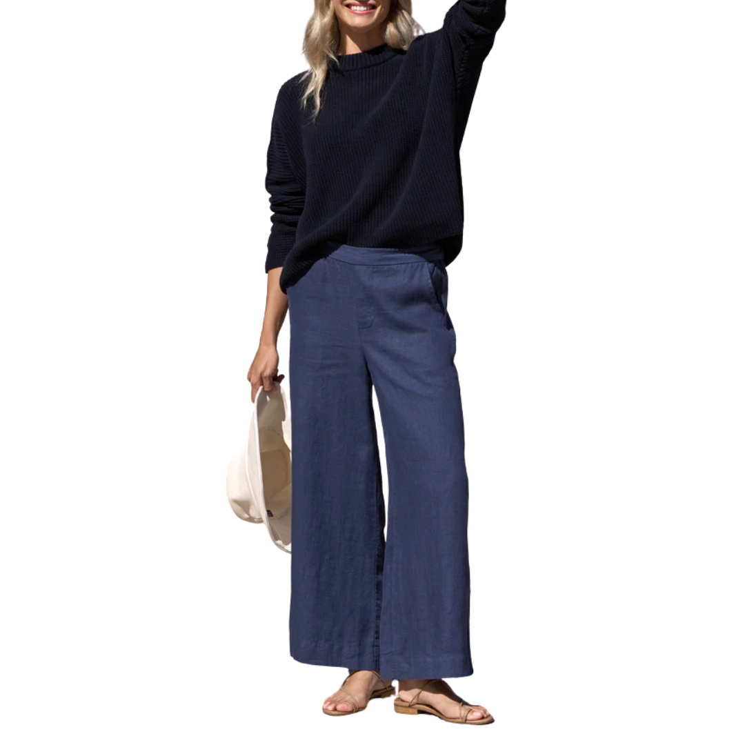 Maisie Wide-Leg Pull-On Pant in Navy