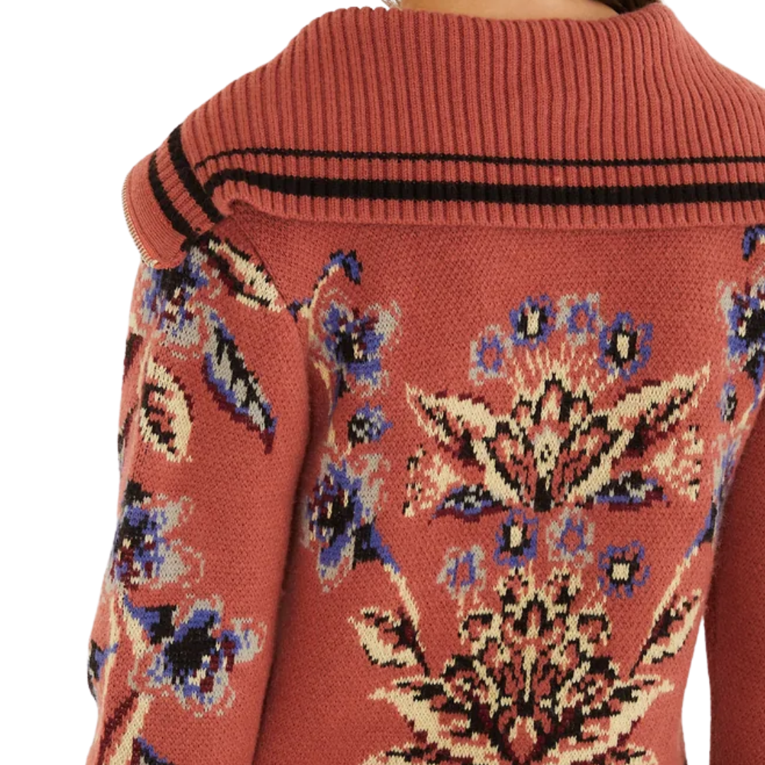 Floral Beauty Tapestry Cardigan in Blush Pink