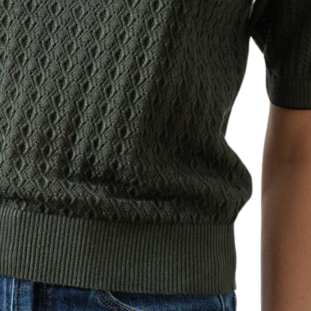 Mixed Stitch Crewneck Sweater in Balsam