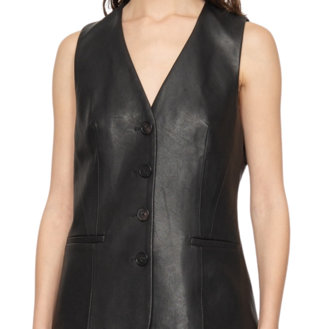 Lucie Leather Vest in Black