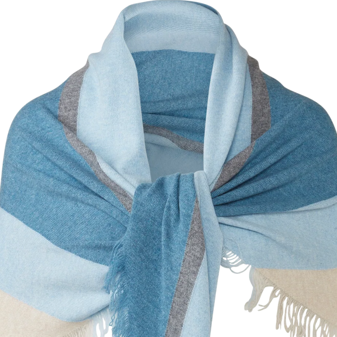 Stripe Fringe Triangle Shawl in Horizon