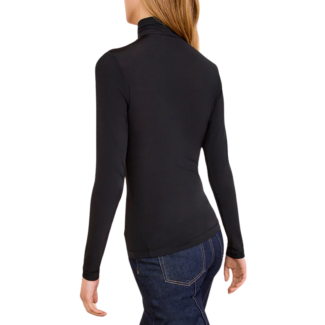 Aurelia Jersey Long Sleeve Turtleneck in Noir
