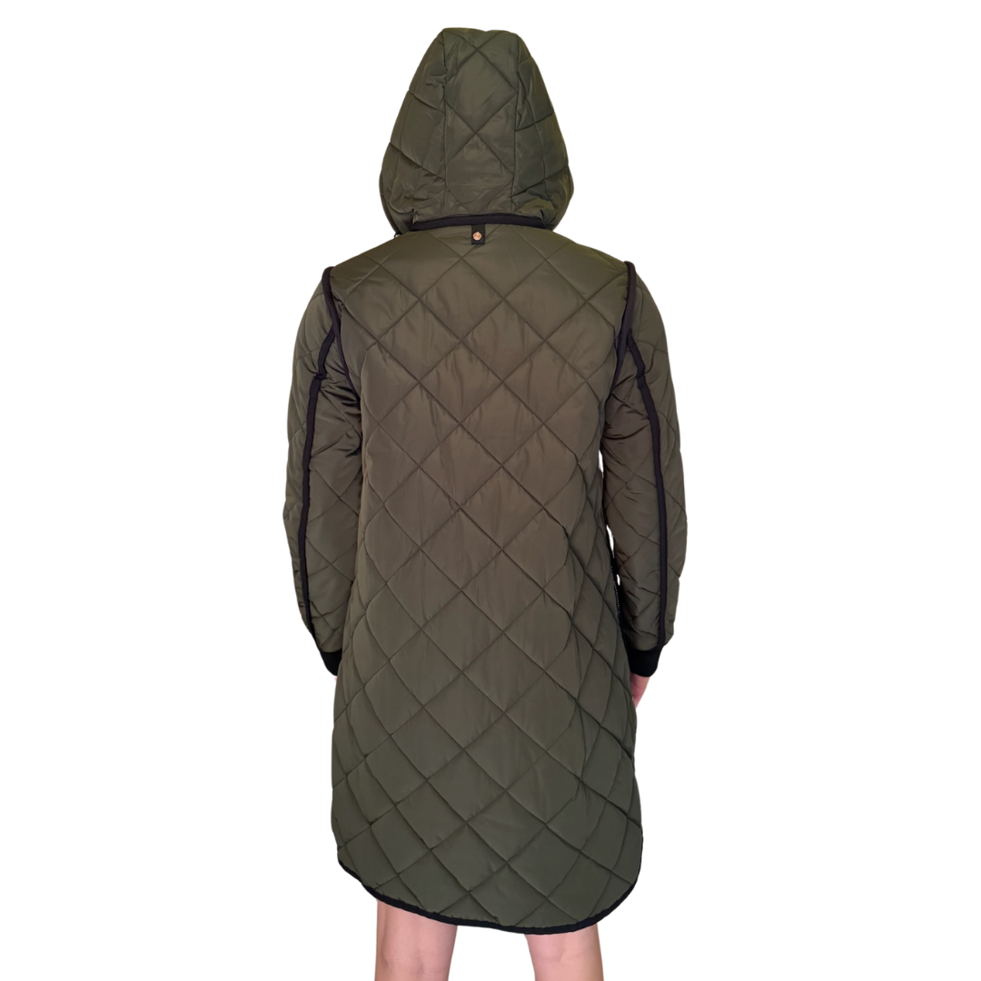 Libby Quilted Coat in Forest Green