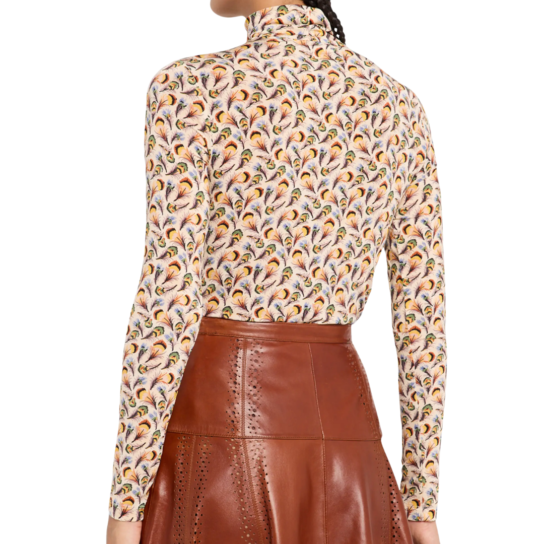 Aurelia Jersey Long Sleeve Turtleneck in Swan