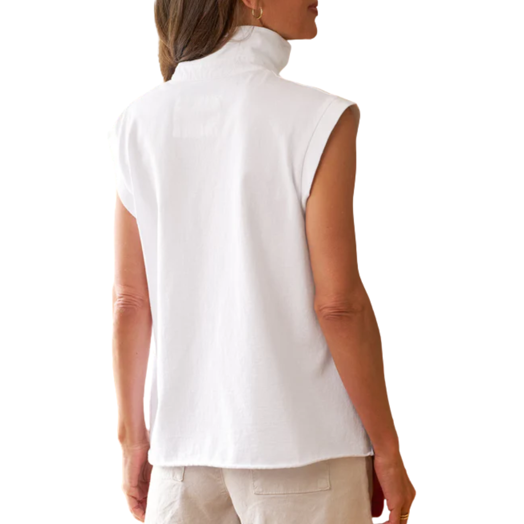 Olivia Popover Henley Tank in White