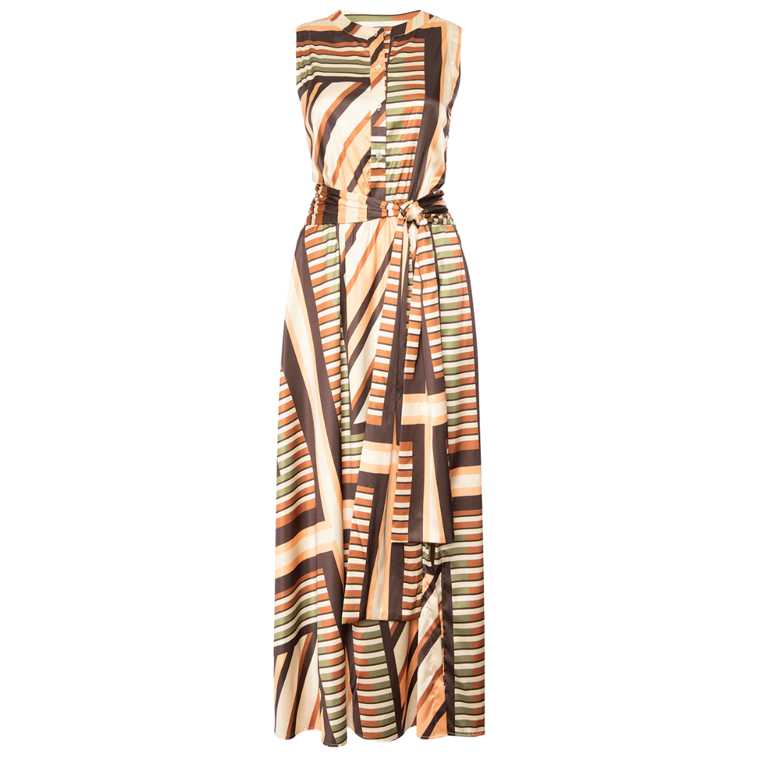 Anabelle Dress in Geo Scarf Satin