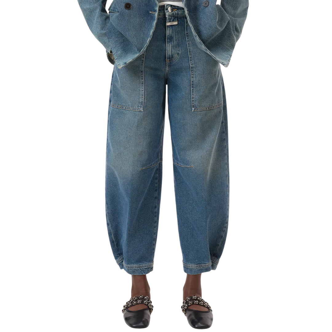 Rhannon Barrel Jeans in Mid Blue
