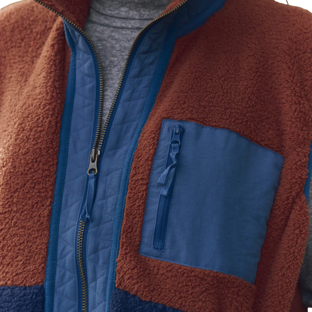 Plush Tundra Vest in Chocolate & Navy