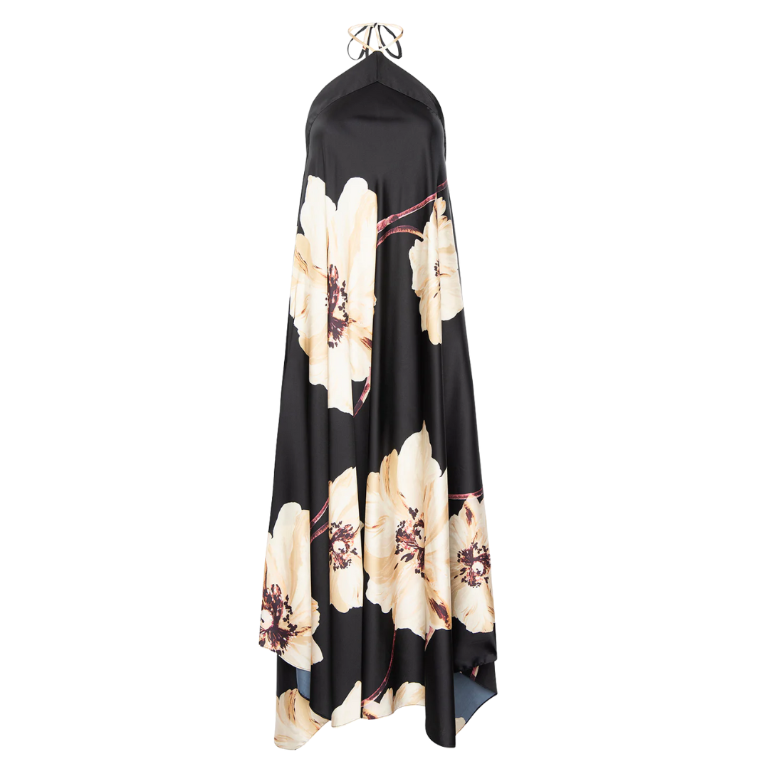 Raban Dress in Golden Poppy Satin