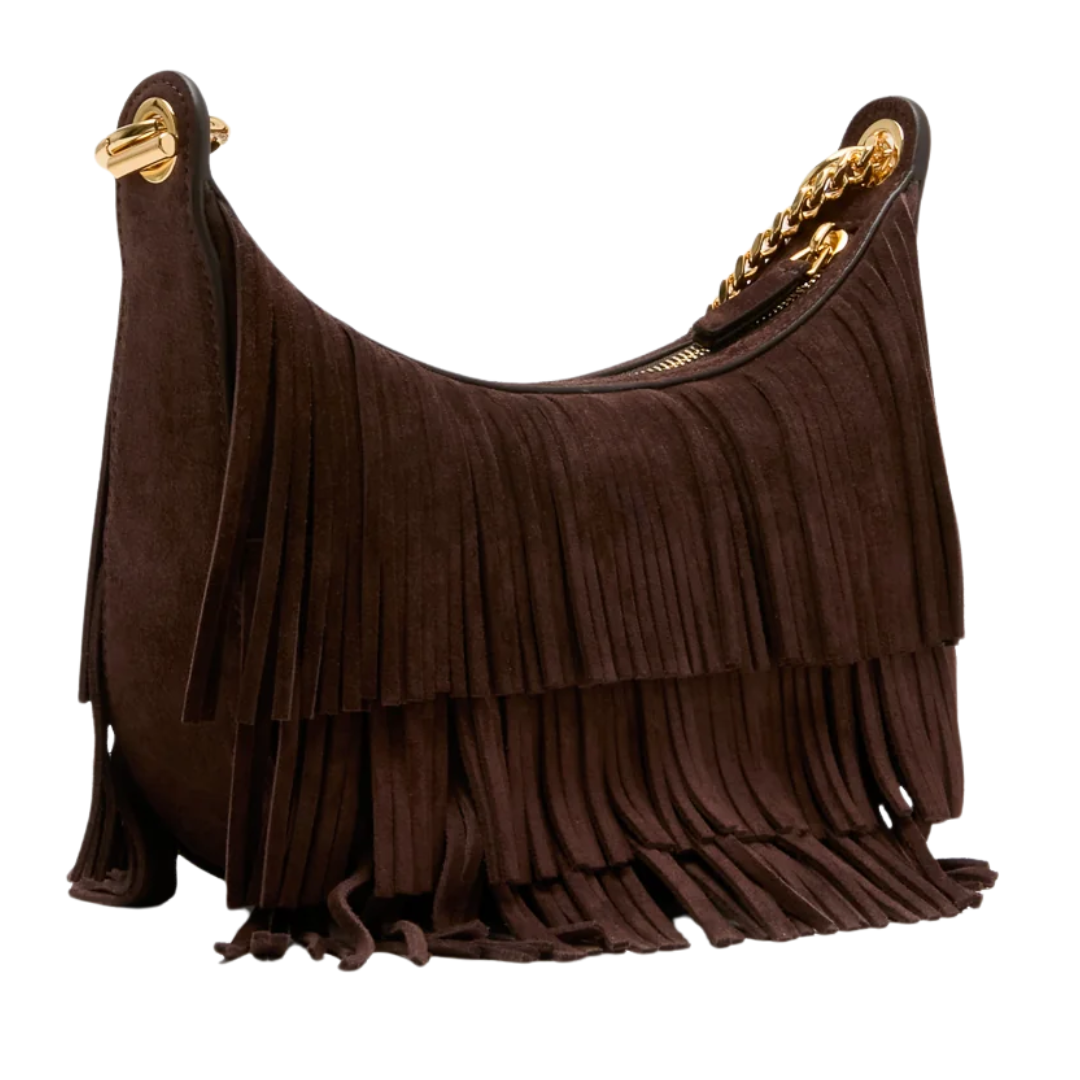 Small Fringe Fortune Crossbody in Espresso
