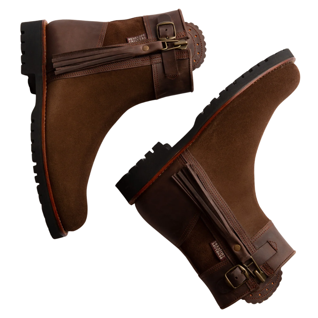Inclement Cropped Tassel Boot in Dark Oak