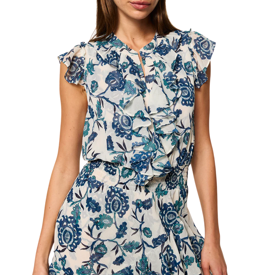 Ilysa Dress in Indigo Teal Blooms