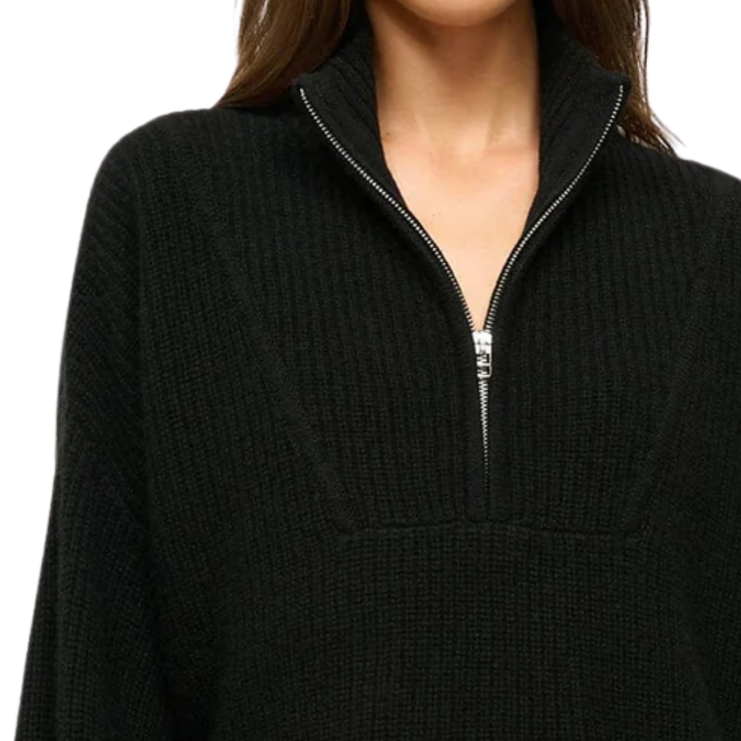 Cropped Hampton Cashmere Sweater in Black