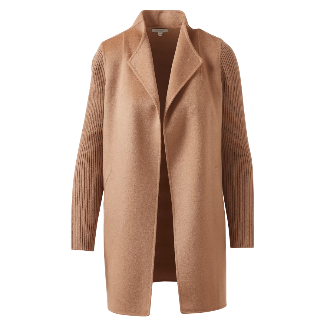 Rib Sleeve Coat in Camel