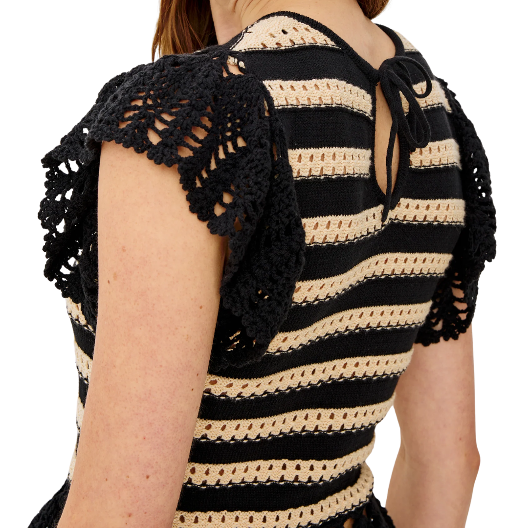 Coen Top in Black Oat Stripe