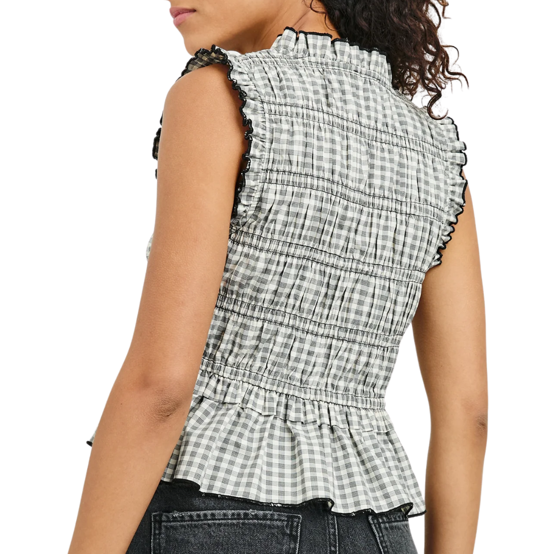 Martine Top in Ivory Jet Gingham