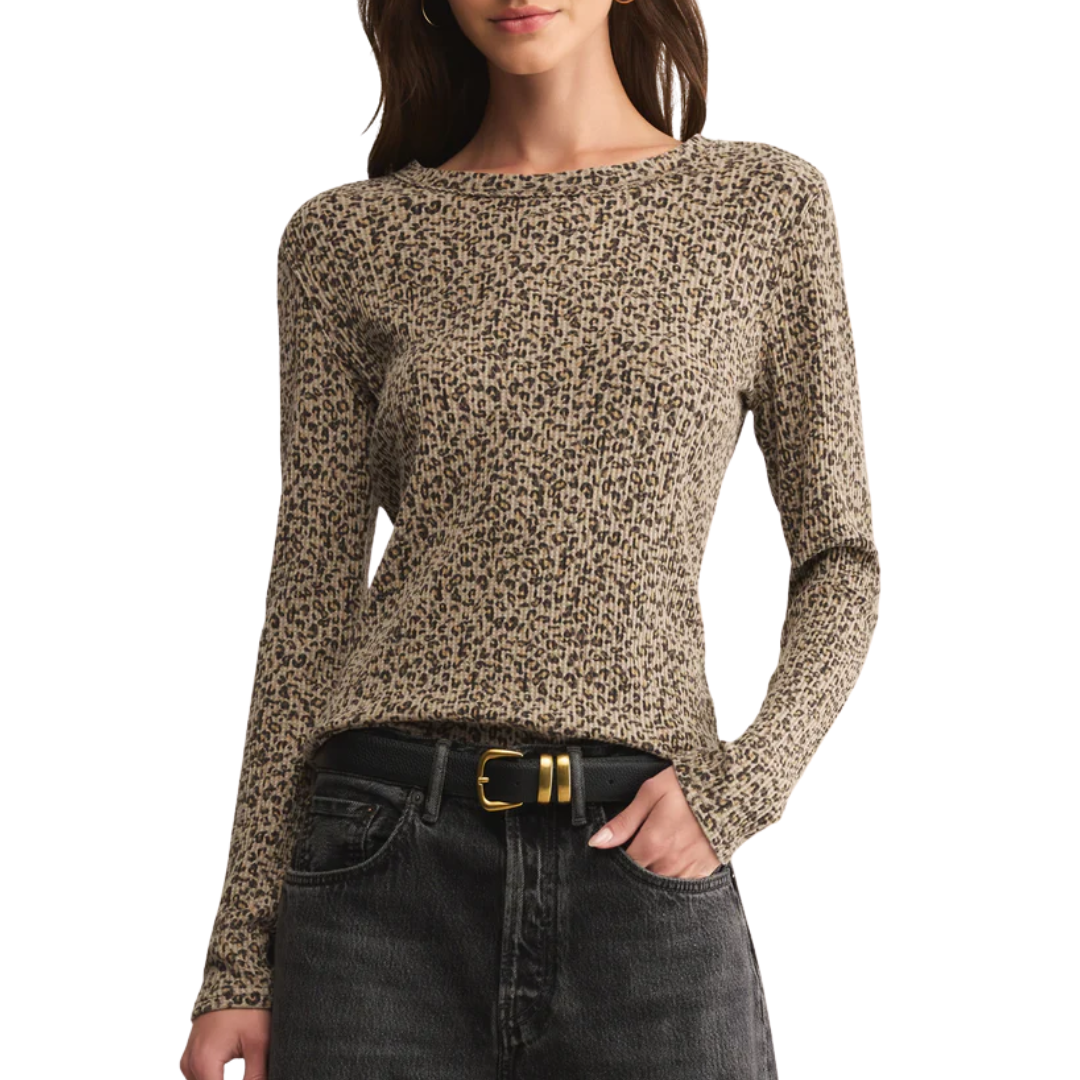 Arlet Leopard Thermal Top in Suede