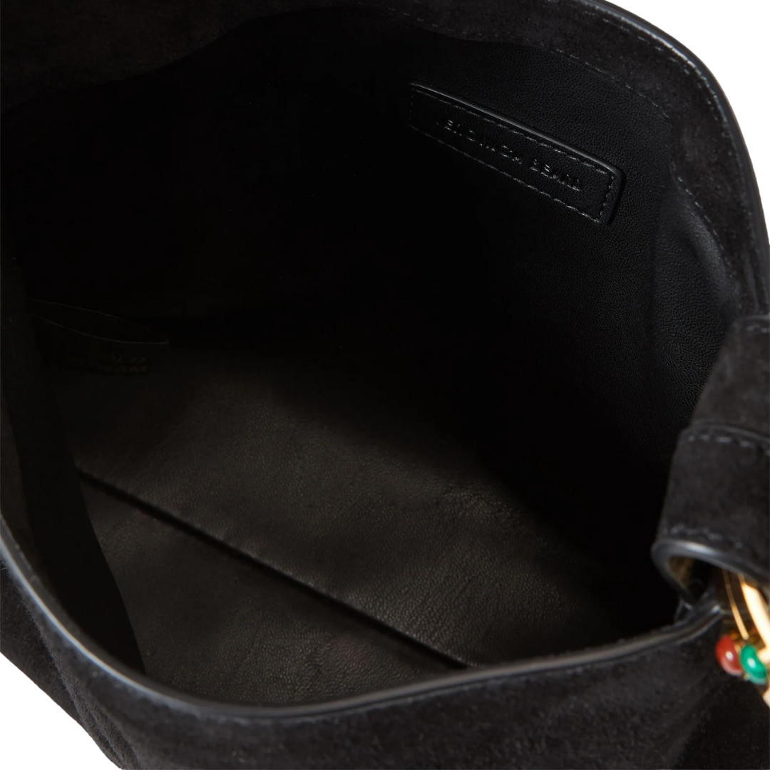 Suede Swing Clutch in Black
